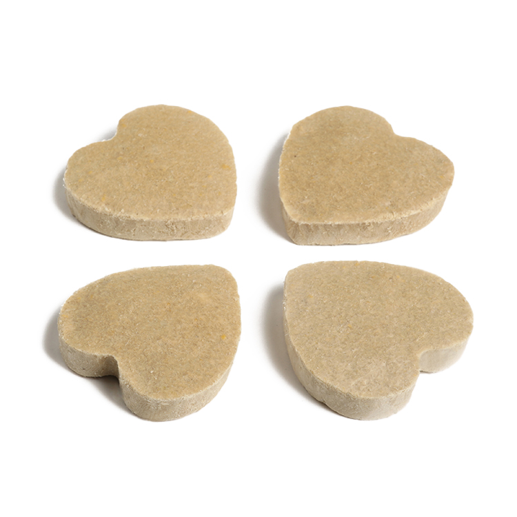 Freeze-dried heart-shaped raw bone meat patties
